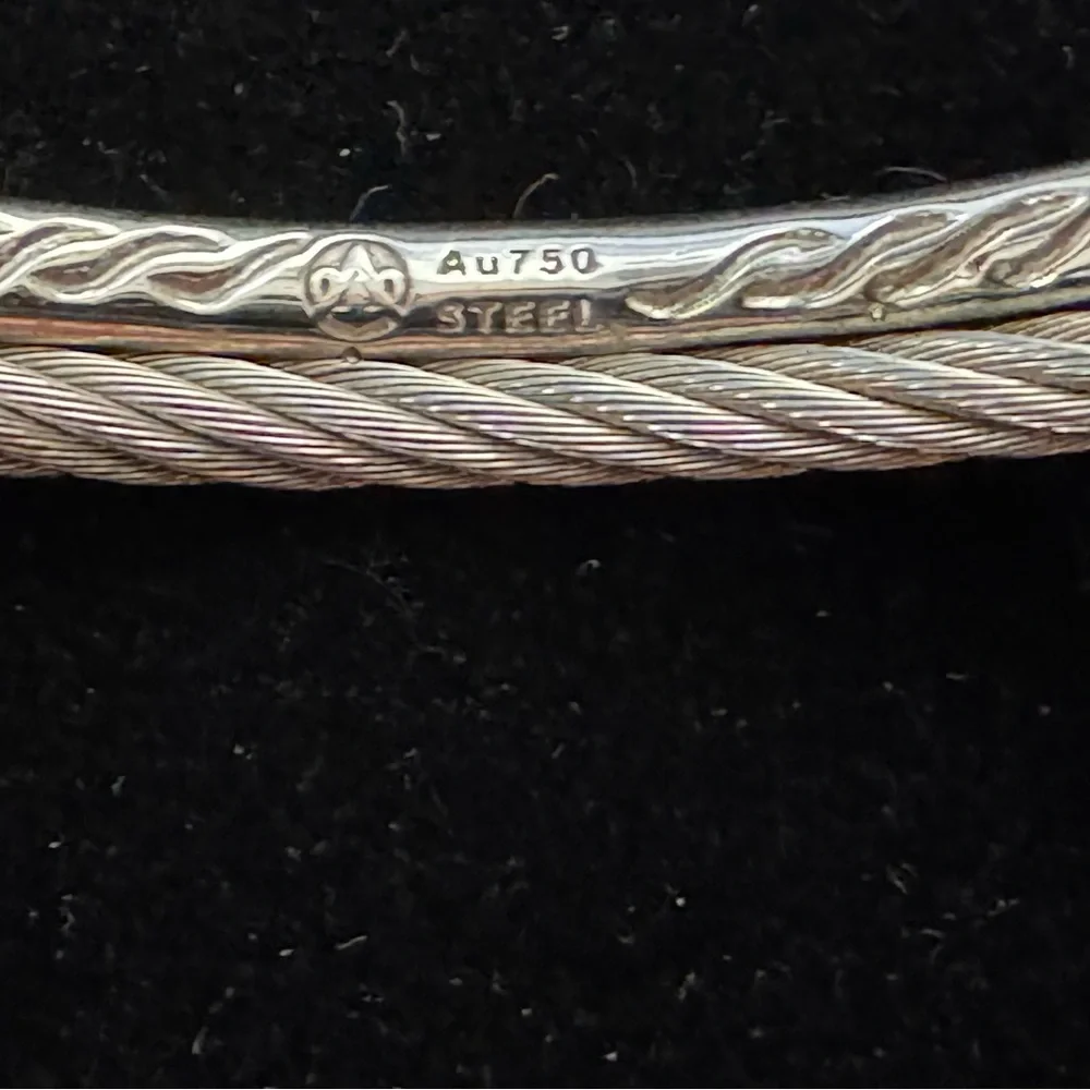 Philippe Charriol 18K White Gold And Diamond Steel Cable Bracelet - Picture 4 of 8